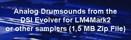 Analog Drumsounds from the
DSI Evolver for LM4Mark2
or other samplers (1,5 MB Zip File)